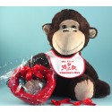 Giant Plush Monkey Valentine's Day Baby Gift Set