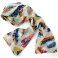 Cream Feather Polyester Scarf - Asha Handicrafts