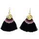 Tribal Spiral Tassel Earrings - Black - Global Groove (J)