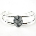 Howlite Mosiac Alpaca Silver Bracelet - Artisana