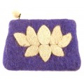 Lotus Flower Felt Coin Purse - Purple - Global Groove (P)