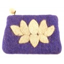 Lotus Flower Felt Coin Purse - Purple - Global Groove (P)
