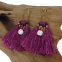Fringe Earrings - Fuschia - Global Groove (J)