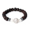 Polished Rudraksha & Crystal Wrist Mala Bracelet - Global Groove (J)