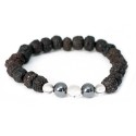 Polished Rudraksha & Hematite Wrist Mala - Global Groove (J)