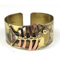 Fishbone Brass Bangle - Brass Images (C)