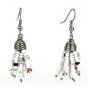 White Maasai Beaded Spike Earrings - Zakali Creations