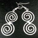 Hammered Scroll Silver Overlay Earrings - Artisana