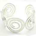Silver Overlay Hammered Cuff - Spirals - Artisana