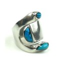 Turquoise and Alpaca Silver Wrap Ring - Artisana