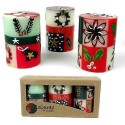 Set of Three Boxed Hand-Painted Candles - Ukhisimui Design - Nobunto