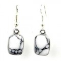 Howlite Rectangle Drop Earrings - Artisana