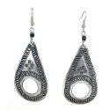 Stamped Recycled Cooking Pot 'Open Teardrop' Earrings - Zakali Creations