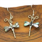 Abalone and Alpaca Silver Dragonfly Earrings - Artisana