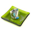 Etched Leaf Recycled Green Glass Ring Tray - Tili Glass (G)