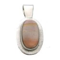 Tiger Stone Oval Alpaca Silver Pendant - Artisana