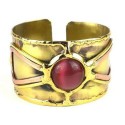 First Blush Pink Tiger Eye Brass Cuff - Brass Images (C)