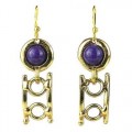 Purple Stone Playground Brass Earrings - Brass Images (E)