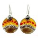 Earth Dawning Round Fused Glass Earrings with Sterling Silver - Tili Glass
