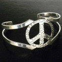 Silver Overlay Hammered Peace Cuff Bracelet - Artisana