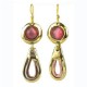 First Blush Pink Tiger Eye Brass Earrings - Brass Images (E)
