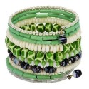 Ten Turn Bead and Bone Bracelet Forest Greens - CFM