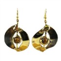 Tiger Eye Almond Brass Earrings - Brass Images (E)