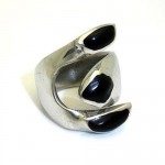 Alpaca Onyx Silver Wrap Ring - Artisana