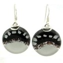 White to Black Fused Glass Earrings with Sterling Silver - Tili Glass