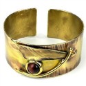 Blade & Red Tiger Eye Brass Cuff - Brass Images (C)