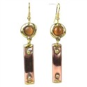 Riveting Copper and Tiger Eye Brass Earrings - Brass Images (E)