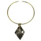Brass Diamond Squiggly Pendant Necklace - Brass Images (N)