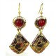 Carnelian Diamond Brass Earrings - Brass Images (E)