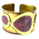 Red Copper and Brass Droplets Cuff - Brass Images (C)