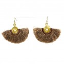 Flamenco Fringe Earrings - Taupe - Global Groove (J)