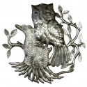 Owl on Perch Metal Wall Art - Croix des Bouquets