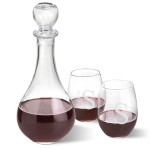 Bormioli Rocco Loto Wine Decanter with stopper and 2 Stemless Wine Glass Set - Modern