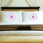 Initial Motif Couples' Pillowcases - Pink