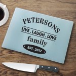 Personalized Glass Cutting Boards - Live Laugh Love Cutting Board