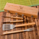 Monogrammed Grilling BBQ Set with Bamboo Case – Steak