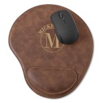 Personalized Rustic Faux Leather Mouse Pad - Circle