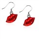 Lips Charm Earrings in Silver