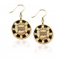 Casino Chip Charm Earrings in Gold
