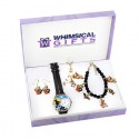 Halloween Gold 4-piece Watch-Bracelet-Necklace-Earrings Jewelry Set