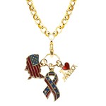 American Patriotic 4th of July Charm Necklace in Gold