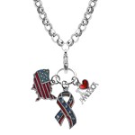 American Patriotic 4th of July Charm Necklace in Silver