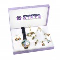 Summer Fun in the Sun Gold 4-piece Watch-Bracelet-Necklace-Earrings Jewelry Set