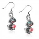 Easter Bunny Charm Earrings in Silver