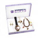 Religious Gold 4-piece Watch-Bracelet-Necklace-Earrings Jewelry Set