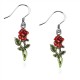 Rose Charm Earrings in Silver